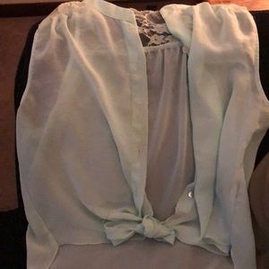 Mint green Top tie in front
